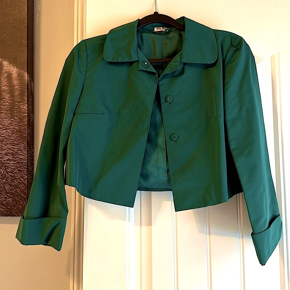 Miu Miu 2006 Emerald Cropped blazer with collared neckline